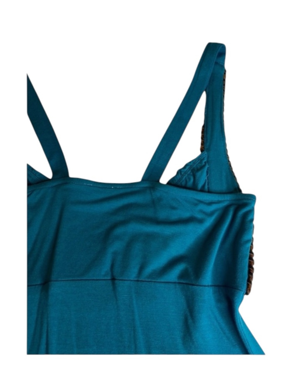 new Sky ☀︎︎ Etched Leather Bodice Embellished Sexy Strappy Silk Top ☀︎︎ Teal - Picture 7 of 16